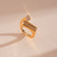 Gold Silver Baguette Crystal Copper Adjustable Ring For Women