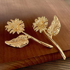 Sun Daisy Flower 18K Gold Plated Tassel Dangler Earring For Women