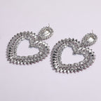 Heart Silver Pink Blue Crystal Cubic Zirconia Dangler Earring Bulk