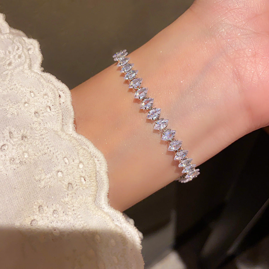 Bulk White Tennis Style Silver Plated CZ Anti Tarnish Brass Bracelet