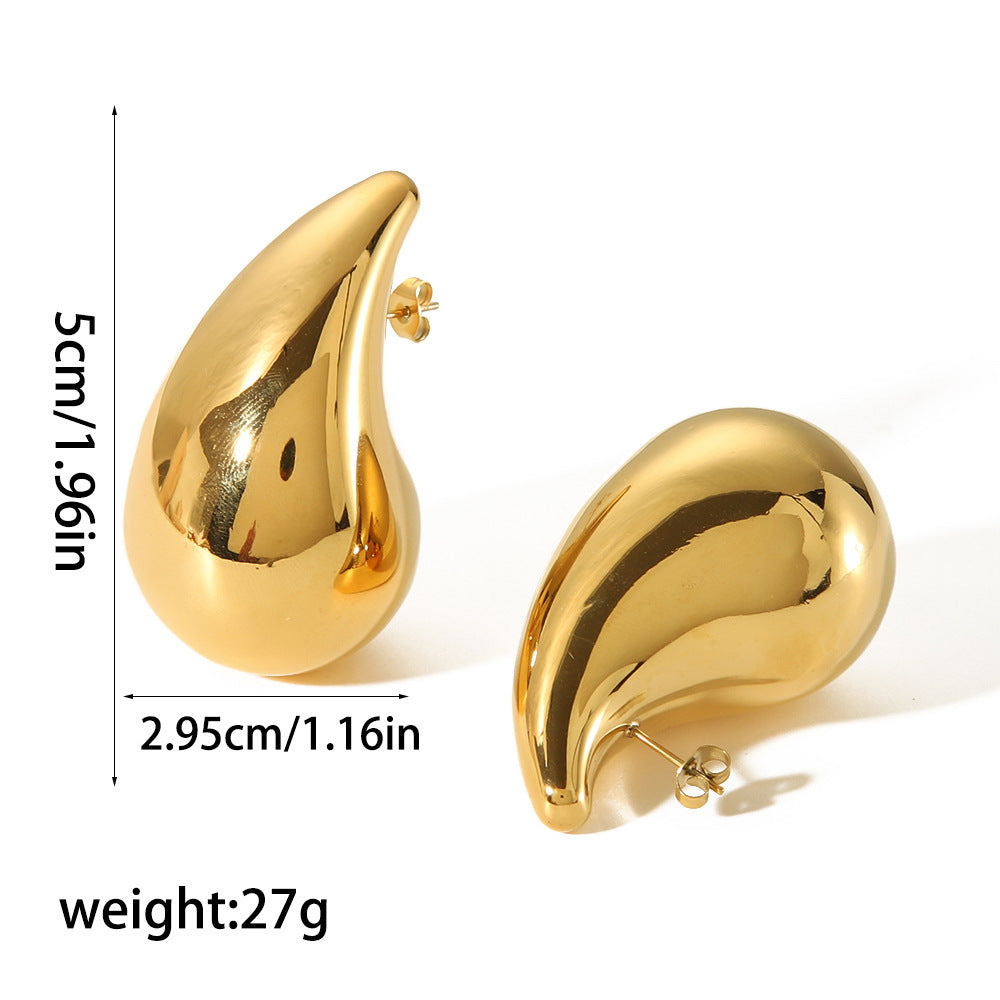 Bulk Drop Shape Gold Plain Anti Tarnish Copper Stud Earrings