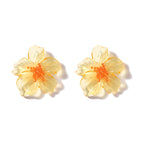 Acrylic Transparent Flower Orange Dangler Stud Earring For Women Bulk