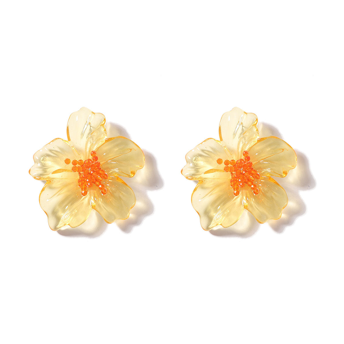 Acrylic Transparent Flower Orange Dangler Stud Earring For Women Bulk