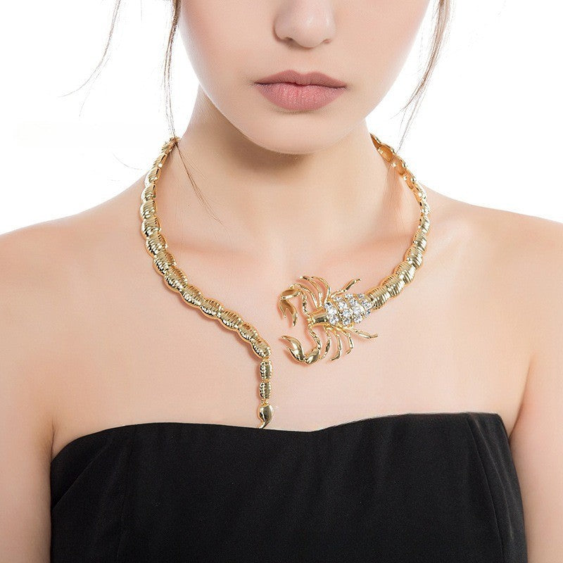 White Designer Scorpion Gold Plated Rhinestone Necklace For Women Bulk Main image
