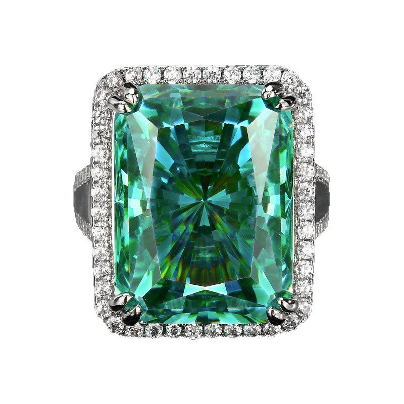 Premium Square Cut Silver Plated CZ Copper Anti Tarnish Fancy Ring Bulk