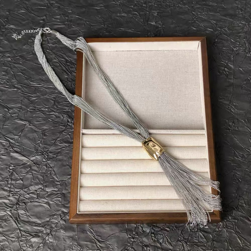 Dual Tone Multi Strand Tassel Gold Silver Plated Copper Necklace Bulk