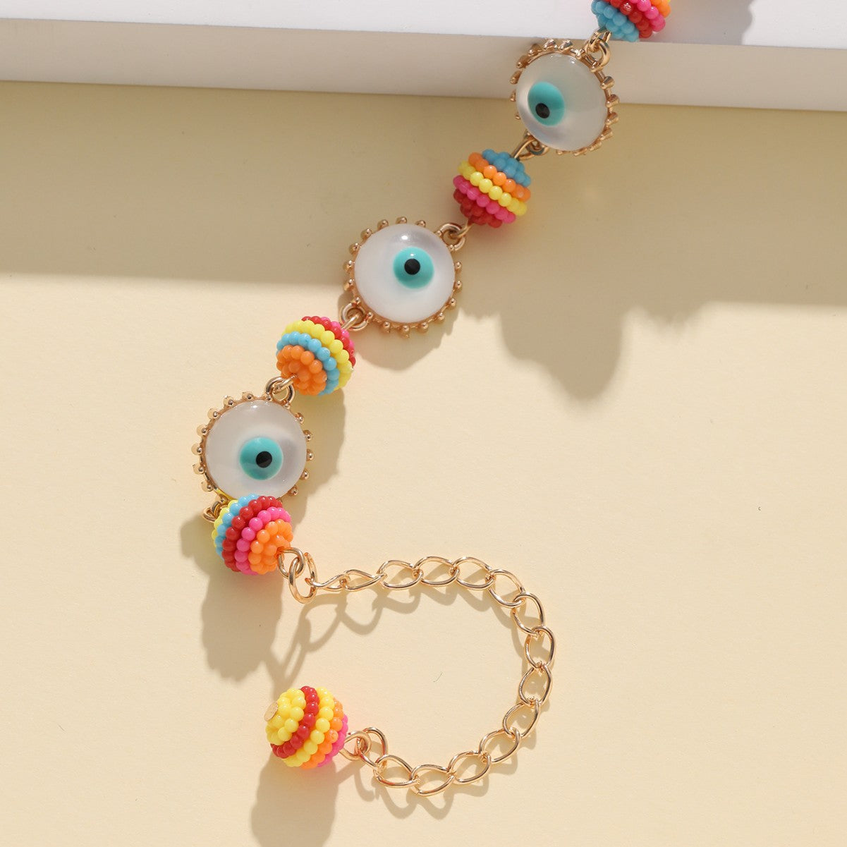 Rainbow Evil Eye 18K Gold Multicolour Handmade Beaded Bracelet Bulk