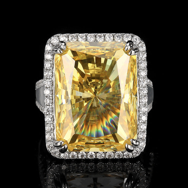Premium Square Cut Silver Plated CZ Copper Anti Tarnish Fancy Ring Bulk