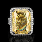 Premium Square Cut Silver Plated CZ Copper Anti Tarnish Fancy Ring Bulk