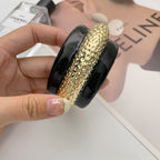 Beaten Finish Black White Gold Anti Tarnish Cuff Kada Bracelet Bulk