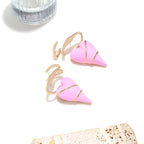 Red Pink Heart Gold Enamel Dangler Earrings For Women Bulk