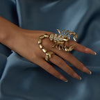 Scorpion Chain Cubic Zirconia 18K Gold Free Size Ring For Women Bulk