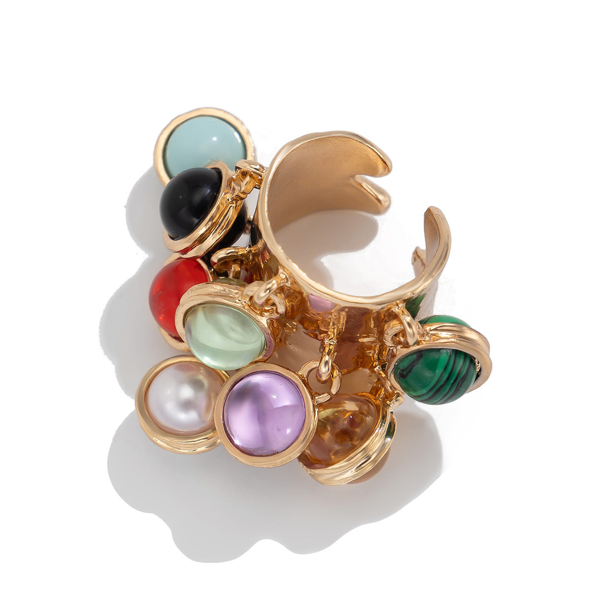 Multicolour 18K Gold Plated Free Size Charm Band Ring For Women Bulk