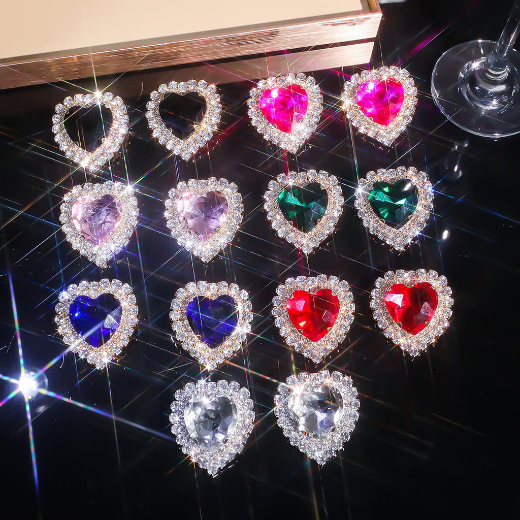 Heart Love Rhinestone Crystal Stud Earring For Women Bulk