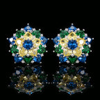 Flower Multi Gemstone Silver CZ Necklace Earring Ring Set Bulk