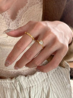 Princess Drop Solitaire CZ Gold Anti Tarnish Ring Pack Of 2 Bulk