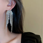 Baguette CZ Silver Anti Tarnish Dangler Tassel Earring Bulk