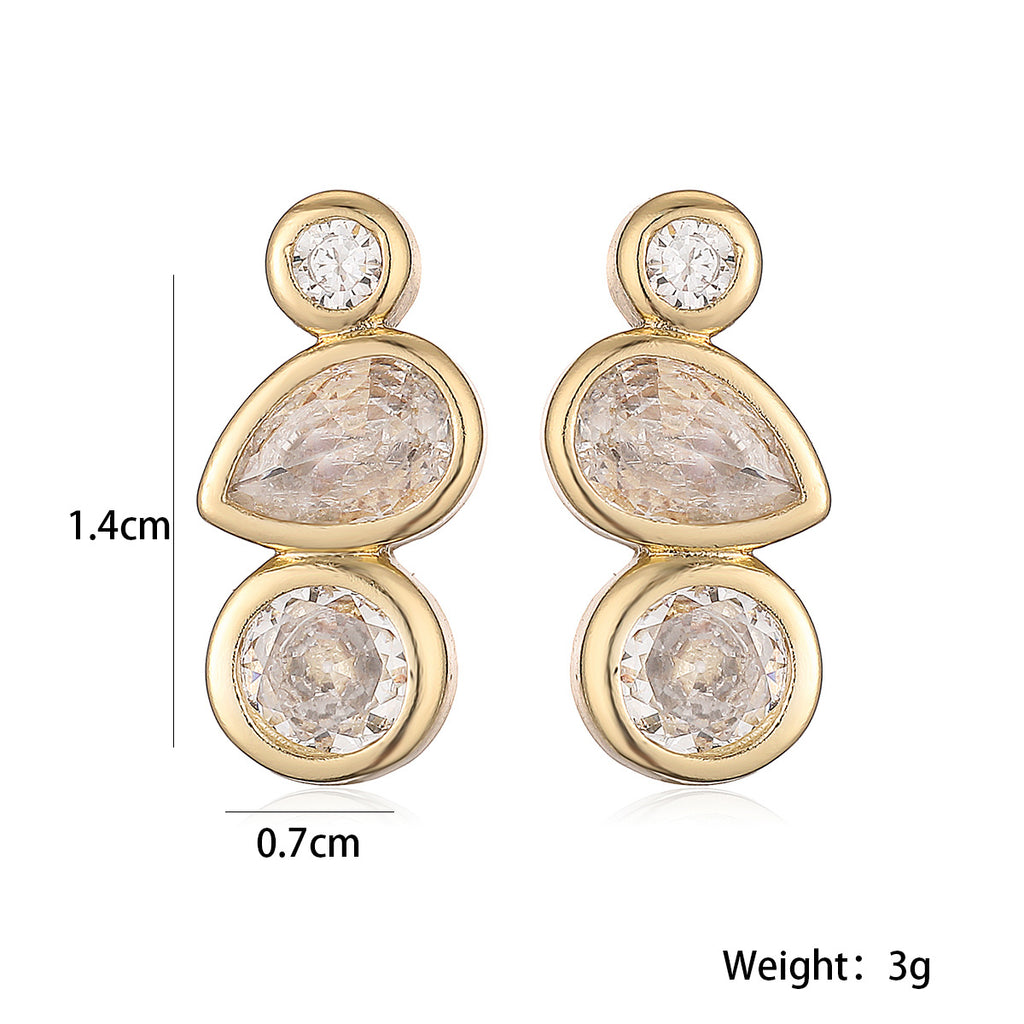 Solitaire 18K Gold Cubic Zirconia Anti Tarnish Stud Earring Women Bulk