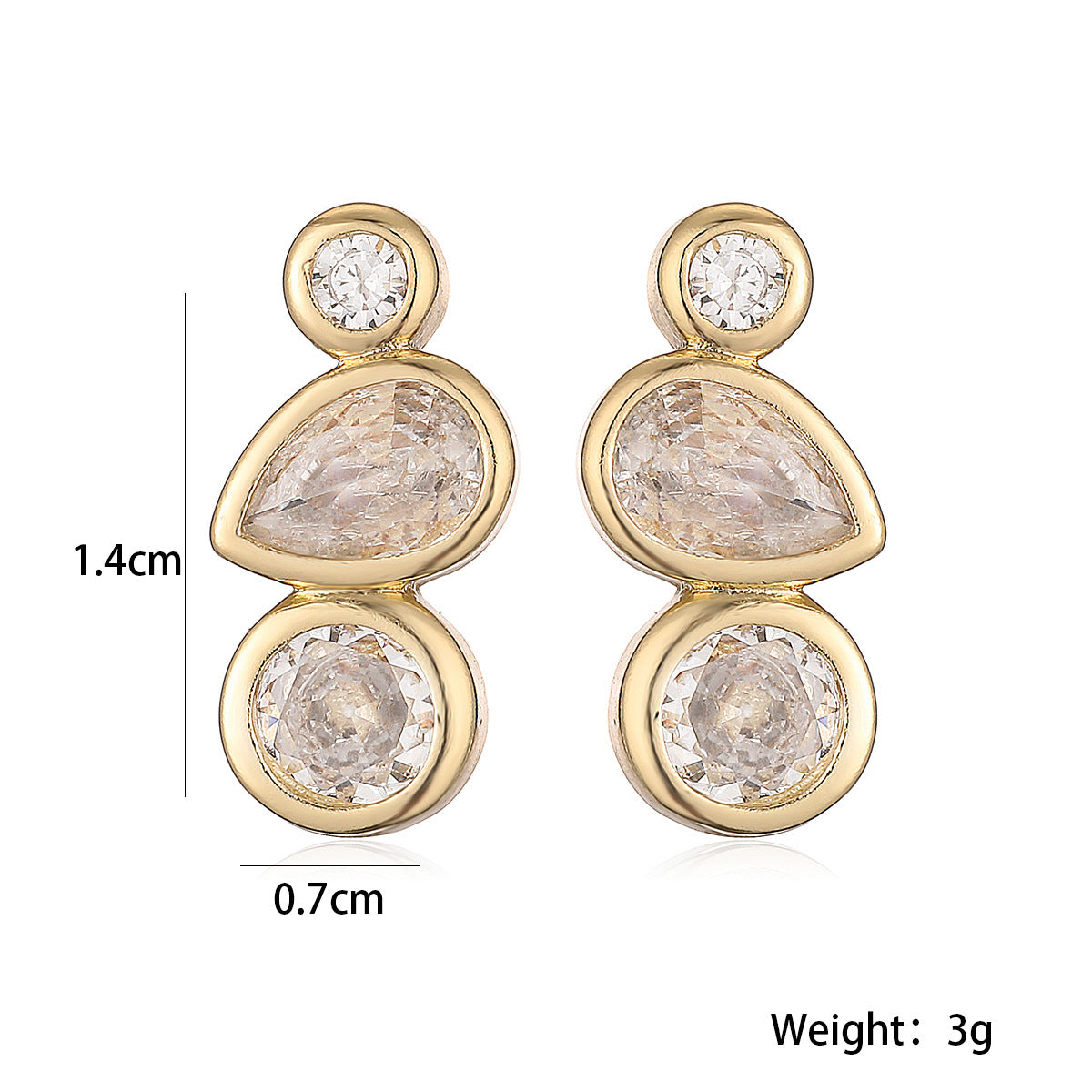 Solitaire 18K Gold Cubic Zirconia Anti Tarnish Stud Earring Women Bulk