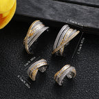 Bulk Multi-Row Silver Plated CZ Copper Stud Ear Cuff Combo Earrings