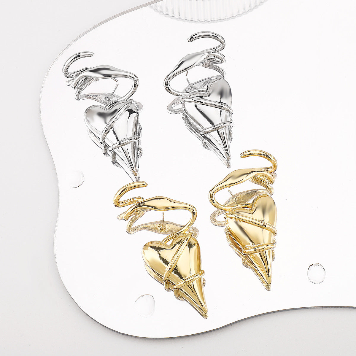 Heart Wrap Style Gold Silver Plated Alloy Stud Earrings For Women Bulk