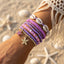 Purple Shell & Starfish Layered Gold Plated Beads Alloy Bracelet Bulk
