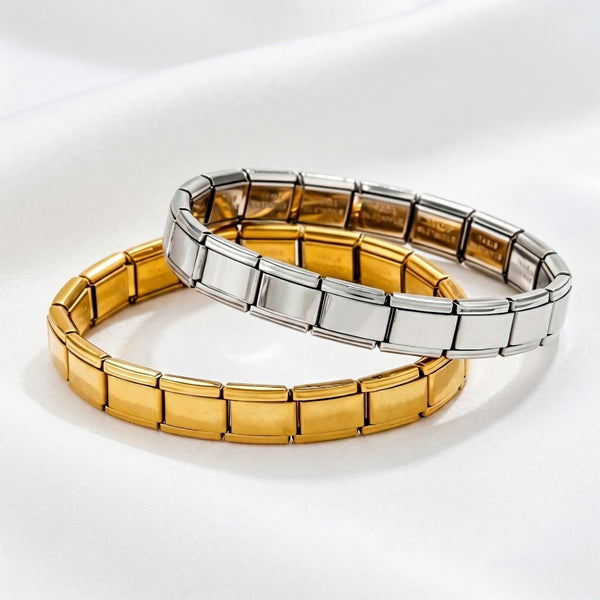 Gold Silver Bricks Anti Tarnish Stainless Steel Bracelet For Women Bulk Secondary image