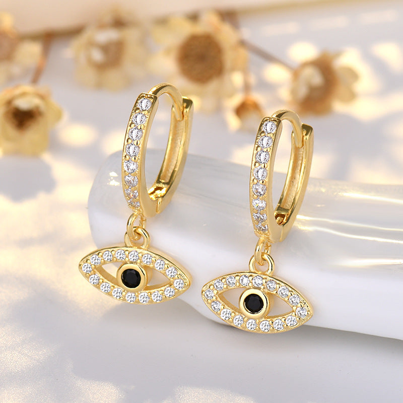 Gold Evil Eye Cubic Zirconia Anti Tarnish Copper Hoop Earrings Women Bulk Main image