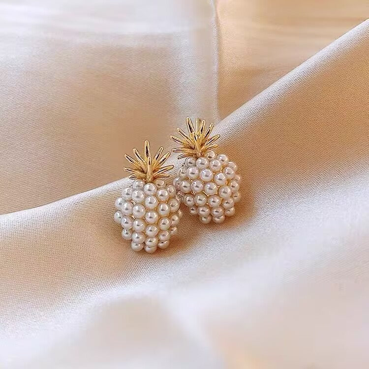 Pearl Pineapple 18K Gold Anti Tarnish Stud Earring For Women Bulk