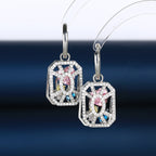 Trendy Openwork Hexagon Silver Plated CZ Copper Hoop Earrings Bulk