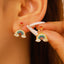 Designer Multi Color Rainbow Horseshoe Gold CZ Copper Drop Earrings Bulk