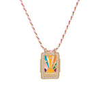Rainbow CZ Enamel Gold Multi Thread Anti Tarnish Necklace Pendant Bulk