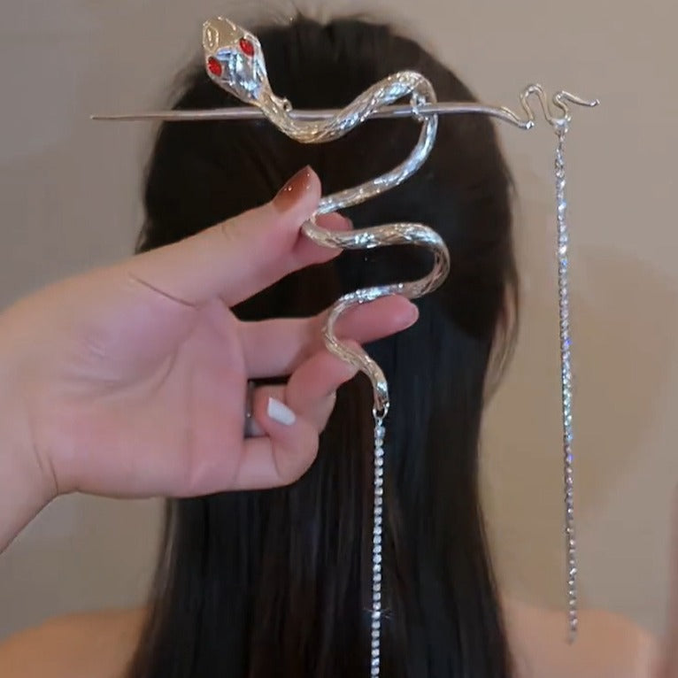 Luxury Snake Design Silver Plated Rhinestone Hair Accessories Bulk