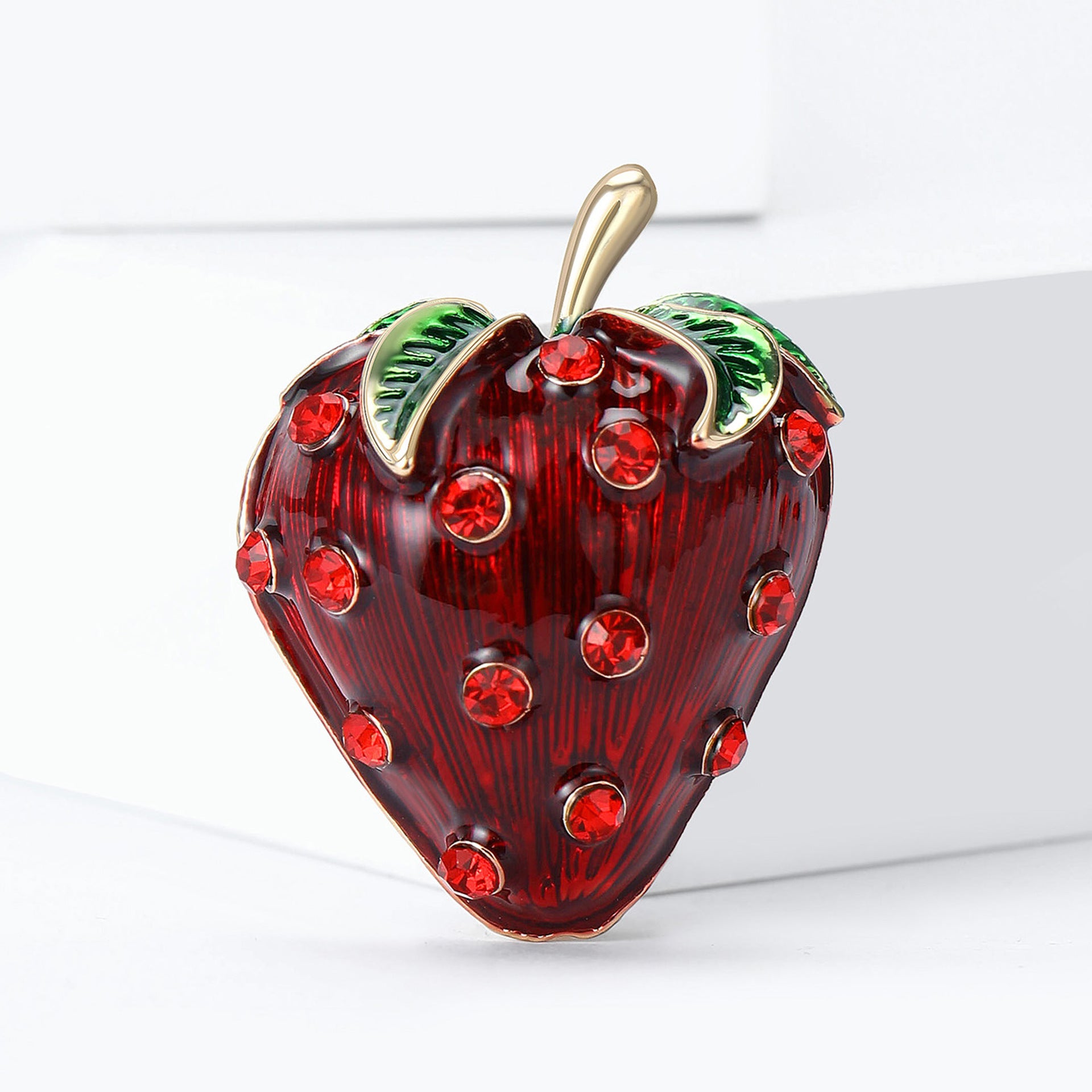 Red Strawberry Gold Rhinestone  Alloy Brooch For Women Main image