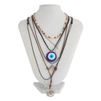 Star Moon Evil Eye Beads Silver Layer Necklace Pendant Chain Bulk