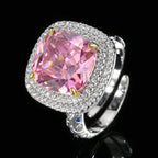 Square CZ Red Pink Yellow Silver Anti Tarnish Adjustable Ring Bulk
