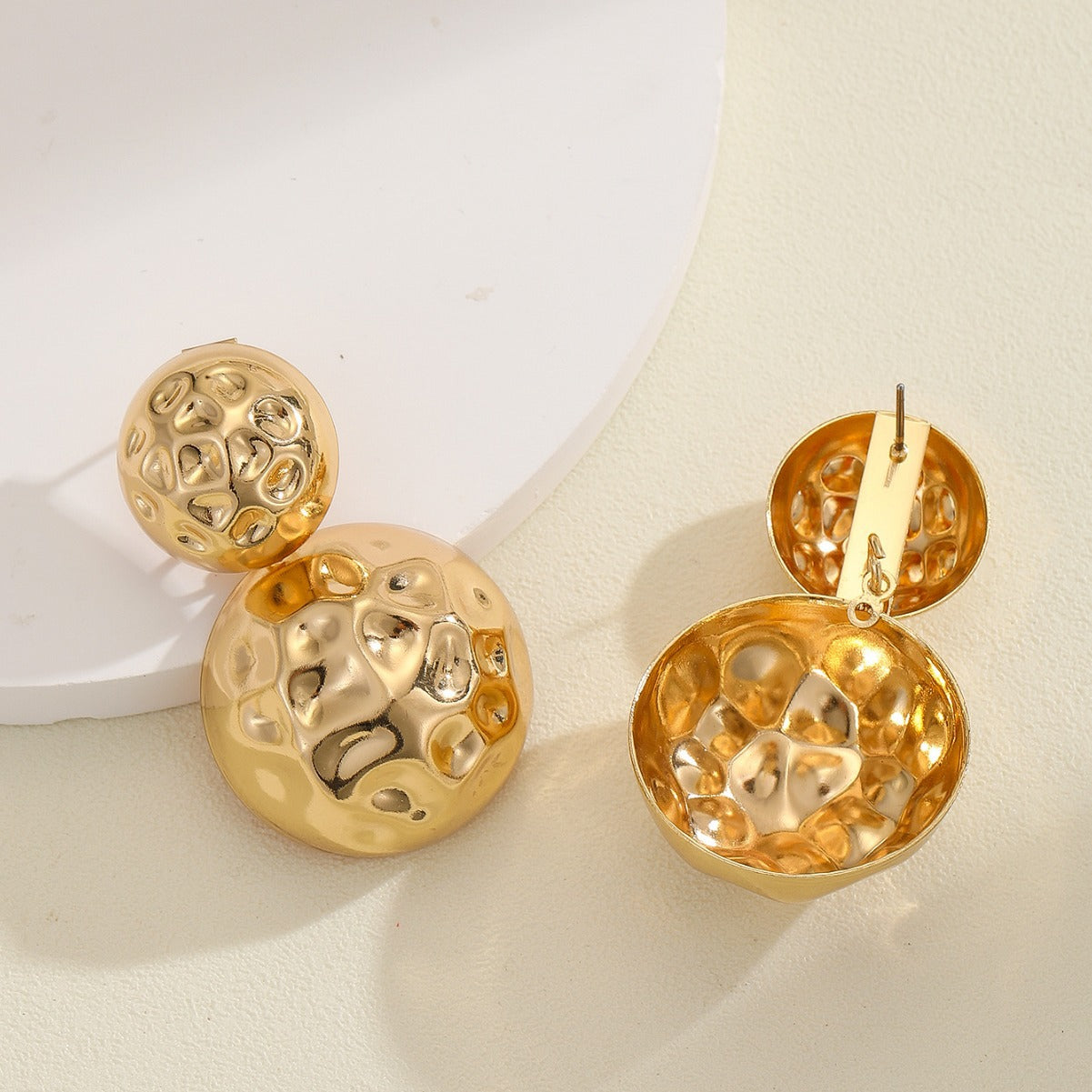 Hammered Beaten Finish 18K Gold Plated Dangler Earring Earrings Bulk
