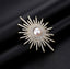 Designer Sunburst Gold Silver Plated CZ Pearl Alloy Brooch Wholesale