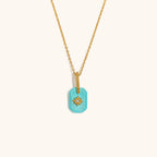 Rectangle Star Transparent 18K Gold Stainless Steel Anti Tarnish Pendant Chain Necklace For Women