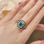 Emerald Green Black Silver Cubic Zirconia Anti Tarnish Pendant Chain Earring Ring Set For Women