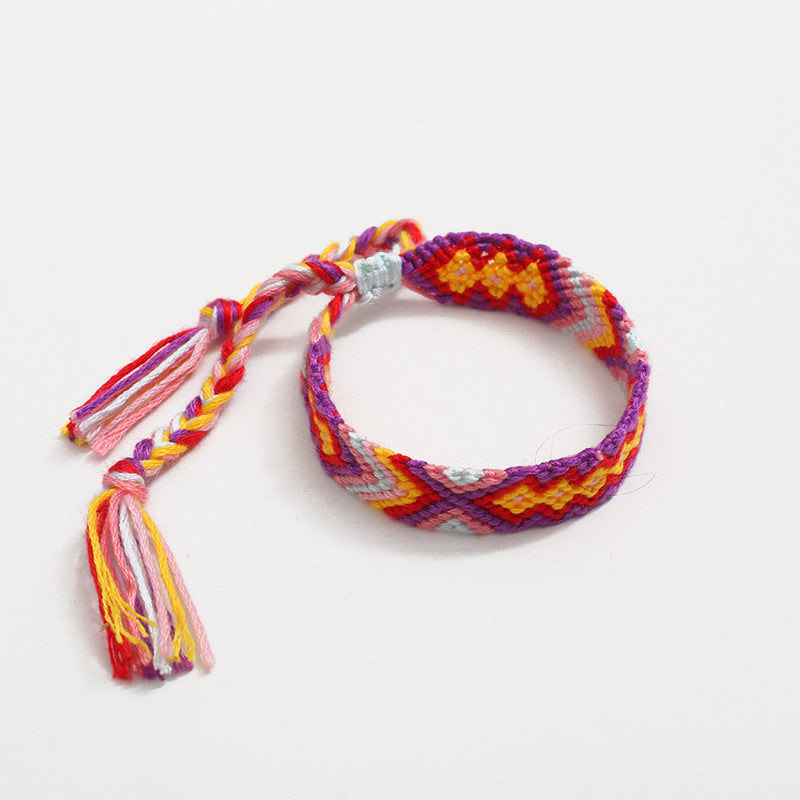 Bohemian Rainbow Braided Threads Adjustable Bracelet For Women Bulk