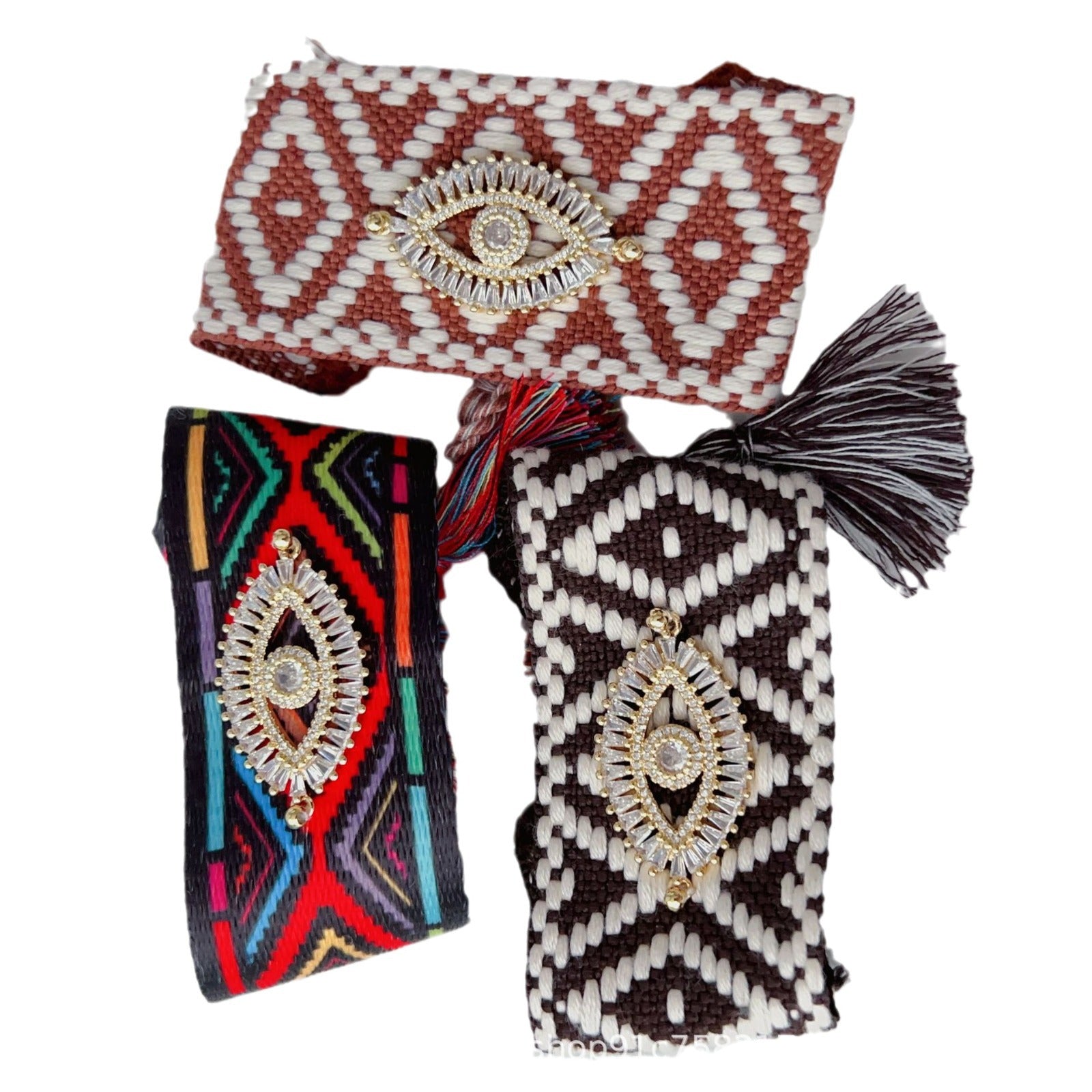 Evil Eye Brown Black Multi Threads Anti Tarnish Bracelet Bulk