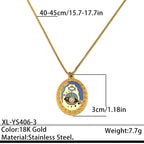 Evil Eye Gold Plated Blue & White Enamel Stainless Steel Necklace Bulk