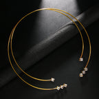 Dual Layer 18K Gold Rhinestones Cubic Zirconia Hasli Necklace Bulk