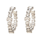 Square Rectangle Rhinestone Gold Silver Hoop Earring For Women