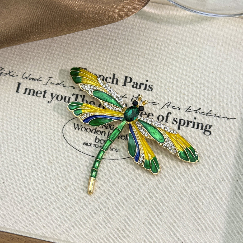 Multi Color Dragonfly Gold Cubic Zirconia Brooch For Women Bulk