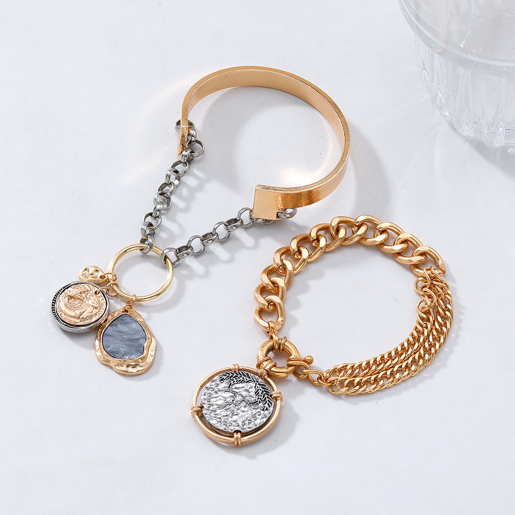 Bulk Charms Layered Chain Coin Drop Gold Silver Plain Cuff & Kada