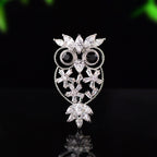 Designer Owl Style Gold Silver Black Crystal CZ Copper Brooch Wholesale