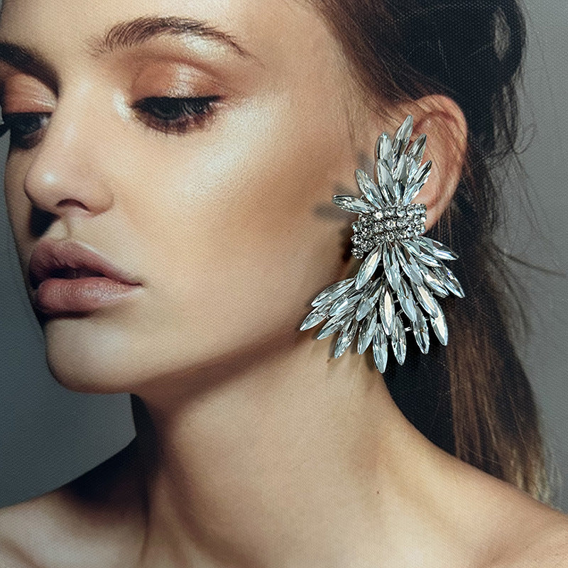 Marquise Cut Bunch Cubic Zirconia Silver Dangler Stud Earring Bulk