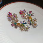 Flower Gold Multi Gemstone Crystal Anti Tarnish Dangler Earrings Bulk